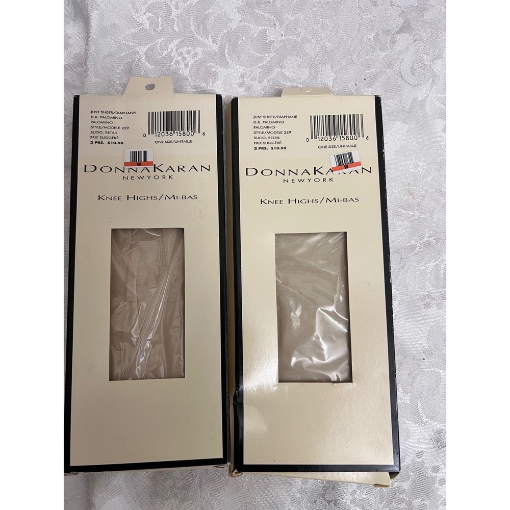 Donna Karan New York Just Sheer Knee Highs Palomino 229 One Size 2 Boxes 4 Pairs